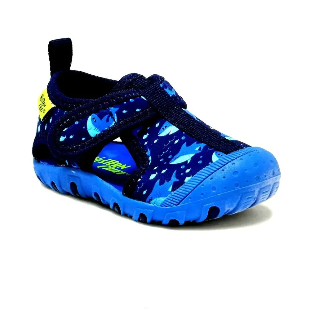 Western Chief Kids' Shark & Friends Beachgoer Sandal Blue 3